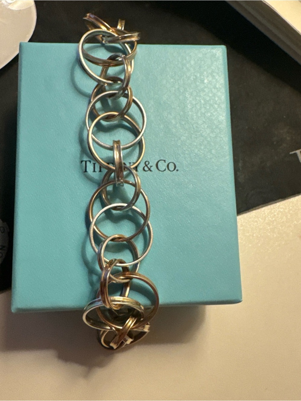 Tiffany & Co. Two-Tone Interlocking Circle Bracelet - Silver RARE Authentic